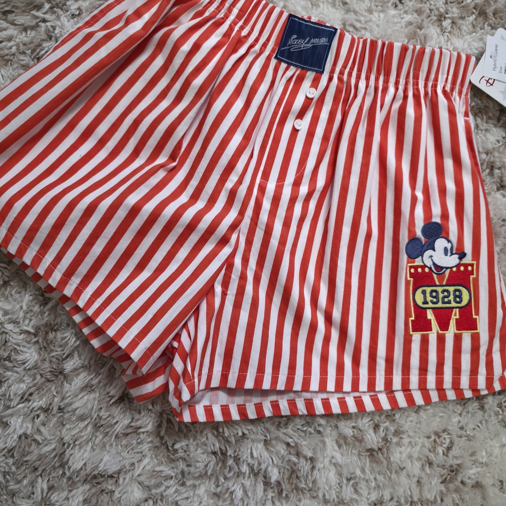 Red and White Striped Mickey Mouse Shorts